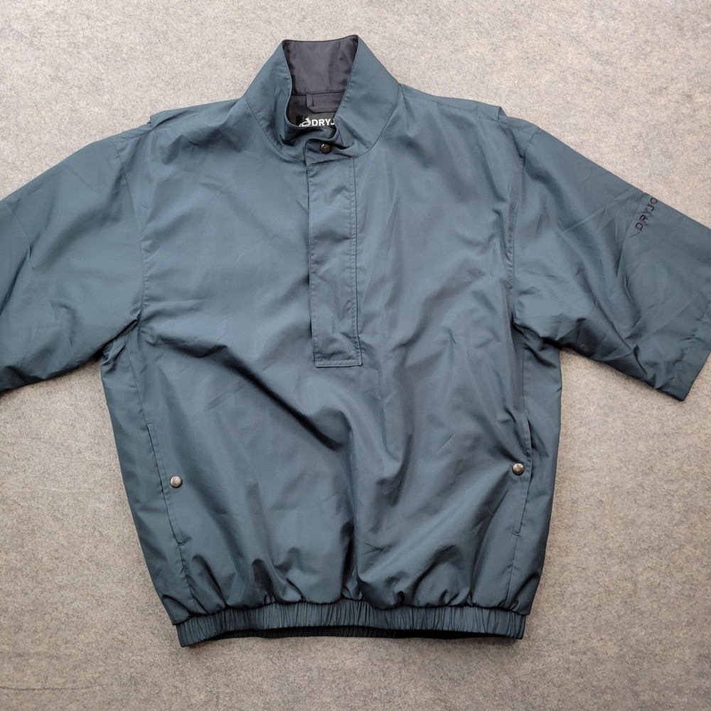 FootJoy DryJoys Jacket Mens Small Green Short Sleeve Golf Pullover Windbreaker